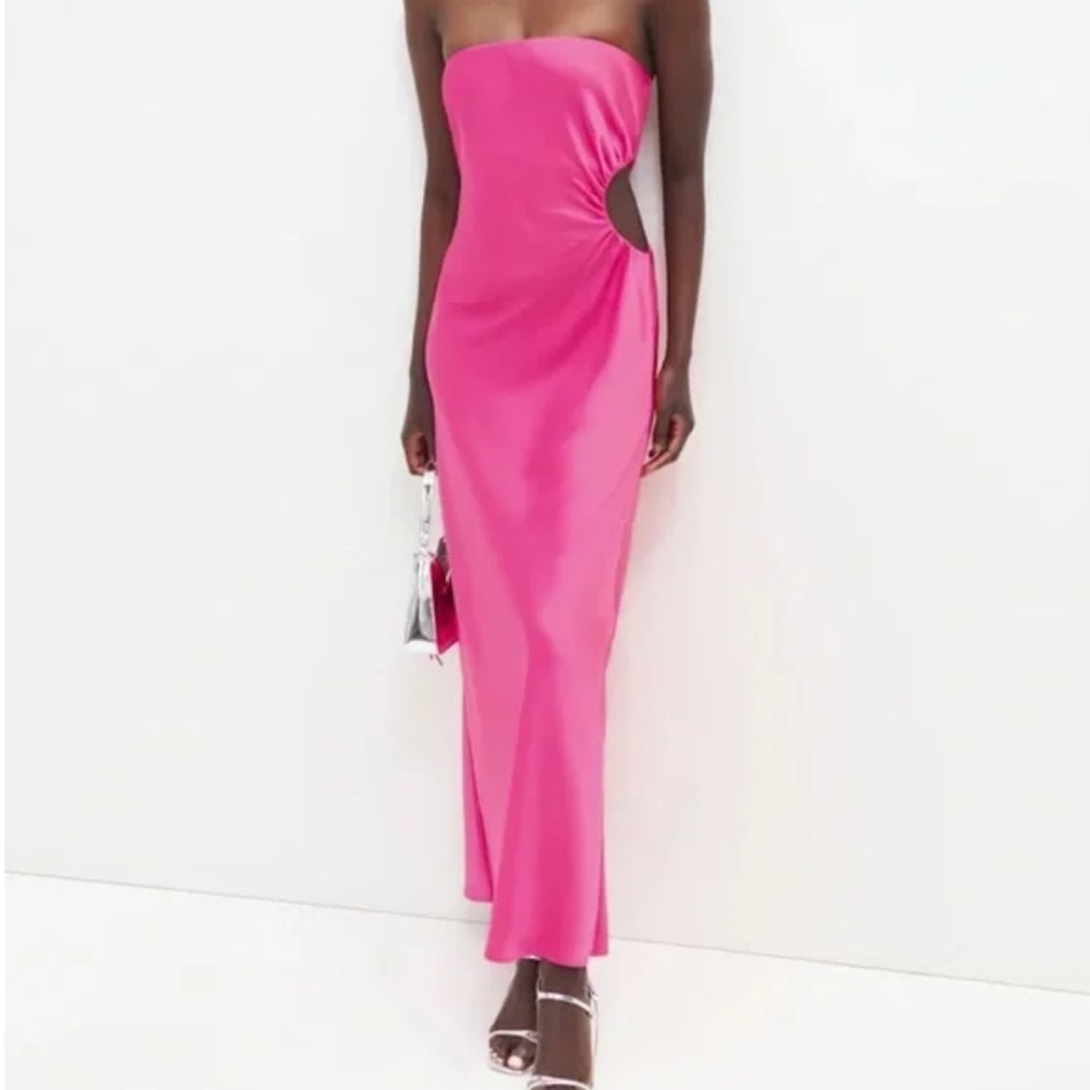 Reformation Nevaeh Flambê Strapless Gown Size M Pink Elegant Feminine Chic - Picture 2 of 12